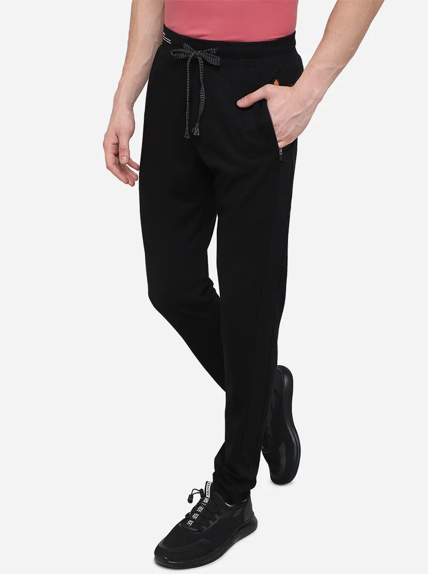 Black Solid Slim Fit Track Pants | JadeBlue