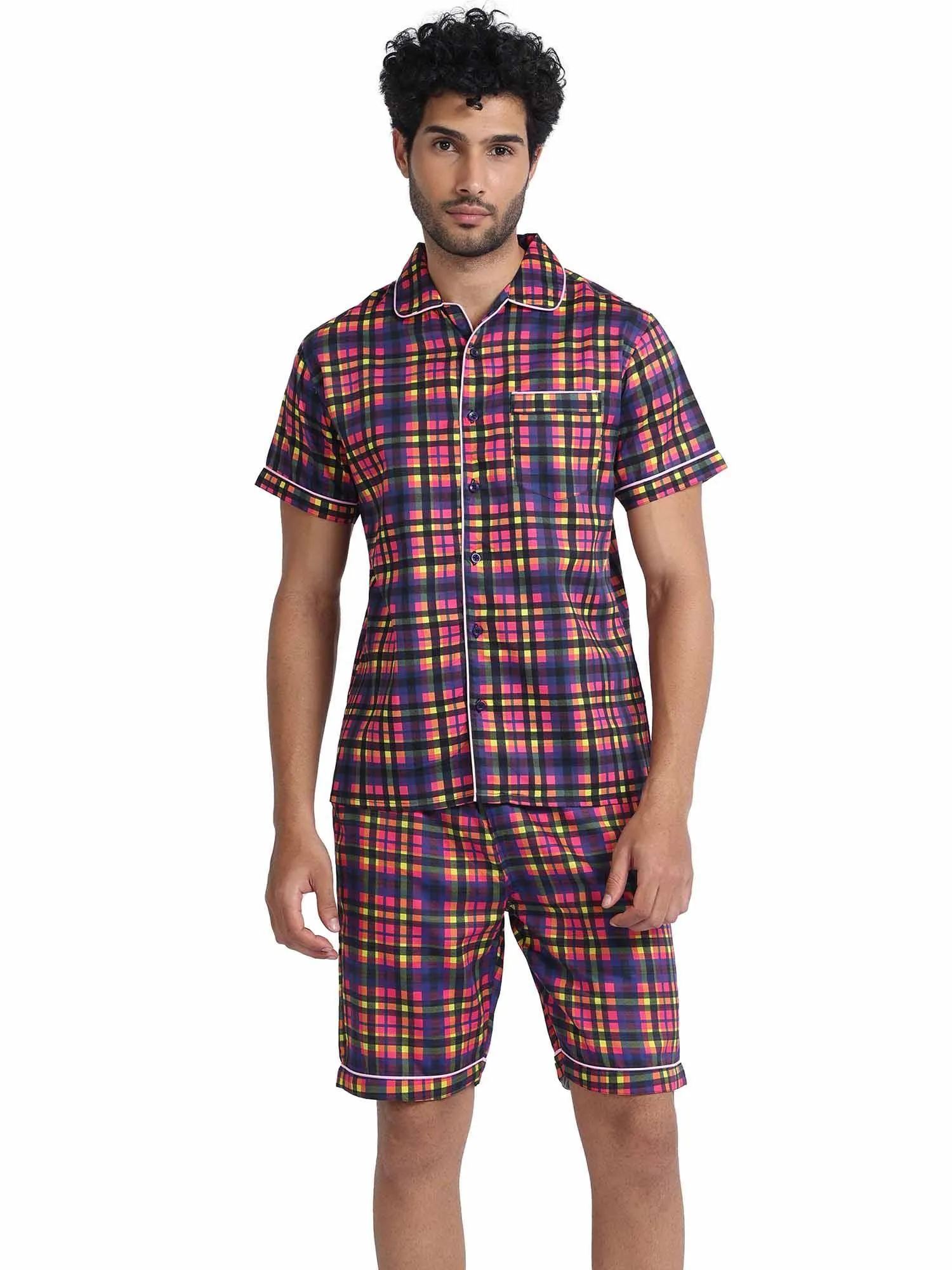 Bright Checks Digital Printed Half Sleeve Co-Ords