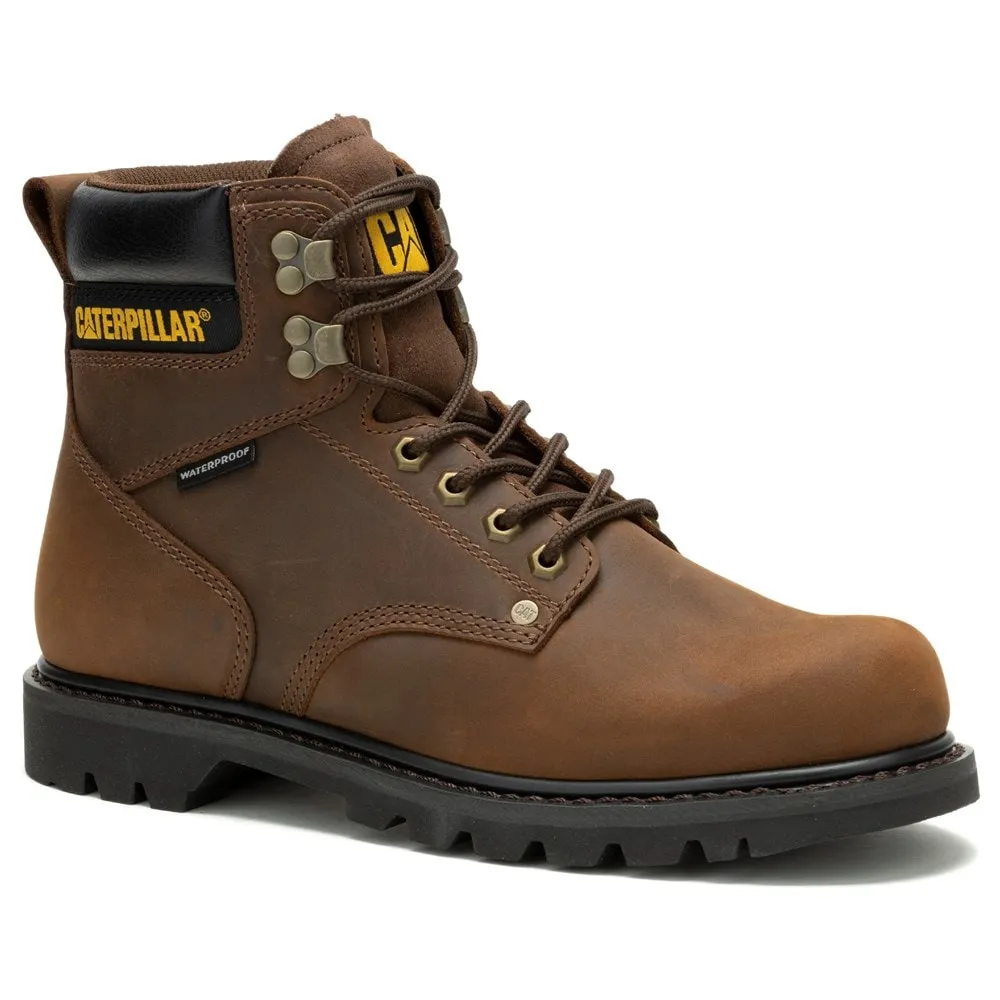 Caterpillar Men's Waterproof Medium/Wide Second Shift Work Boots ,  brown