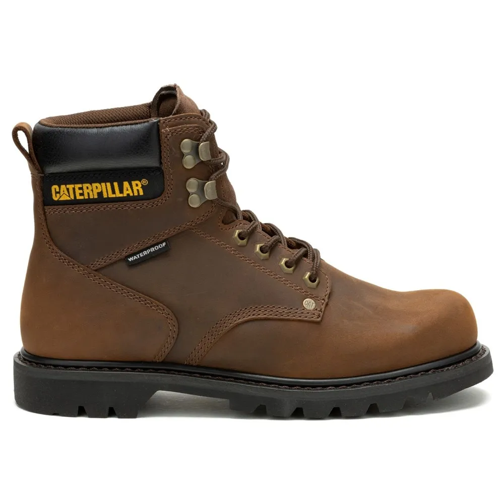 Caterpillar Men's Waterproof Medium/Wide Second Shift Work Boots ,  brown