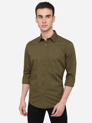 Green Printed Classic Fit Semi Casual Shirt | Greenfibre