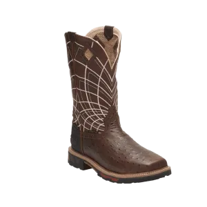 Justin Boots Men's  Work Derrickman Ostrich Print Composite Toe Boots