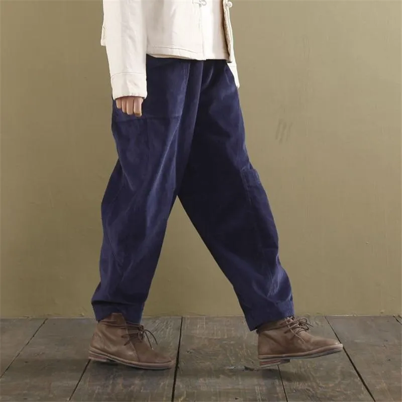 Loose Corduroy Pants With Pockets