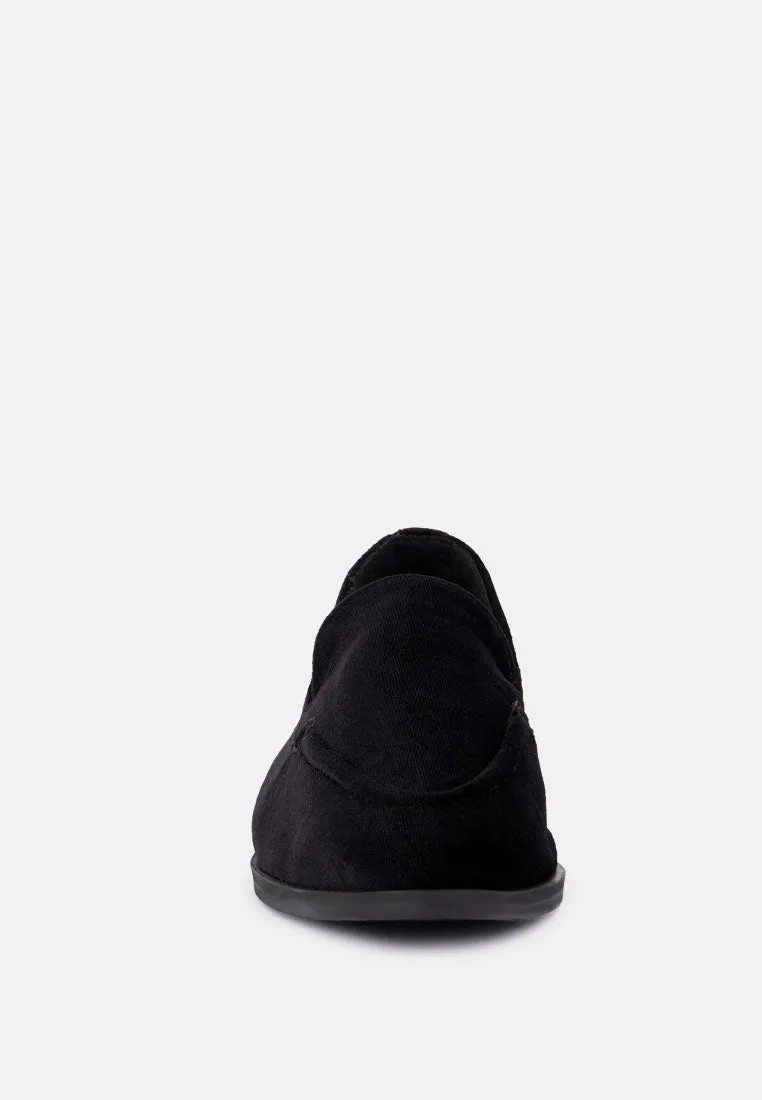 LUXE-LAP Black Velvet Handcrafted Loafers