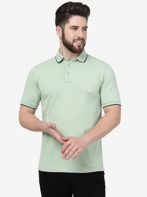 Meadow Green Solid Slim Fit Polo T-Shirt | JadeBlue