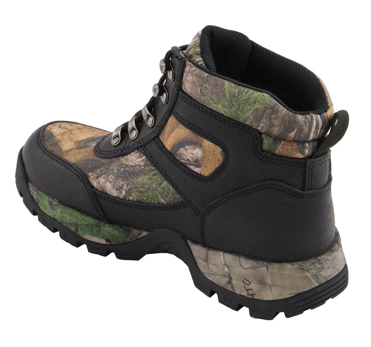 Milwaukee Leather MBM9140 Men's Black Waterproof Hiking Boots with Mossy Oak Print