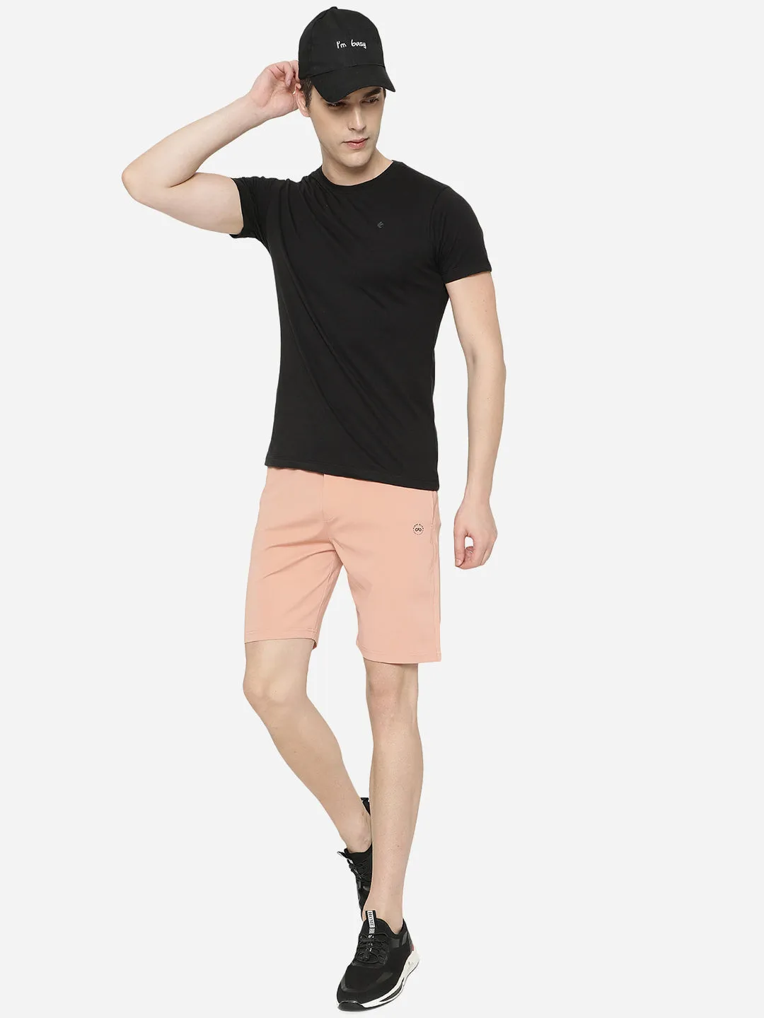 Peach Solid Slim Fit Shorts | JadeBlue