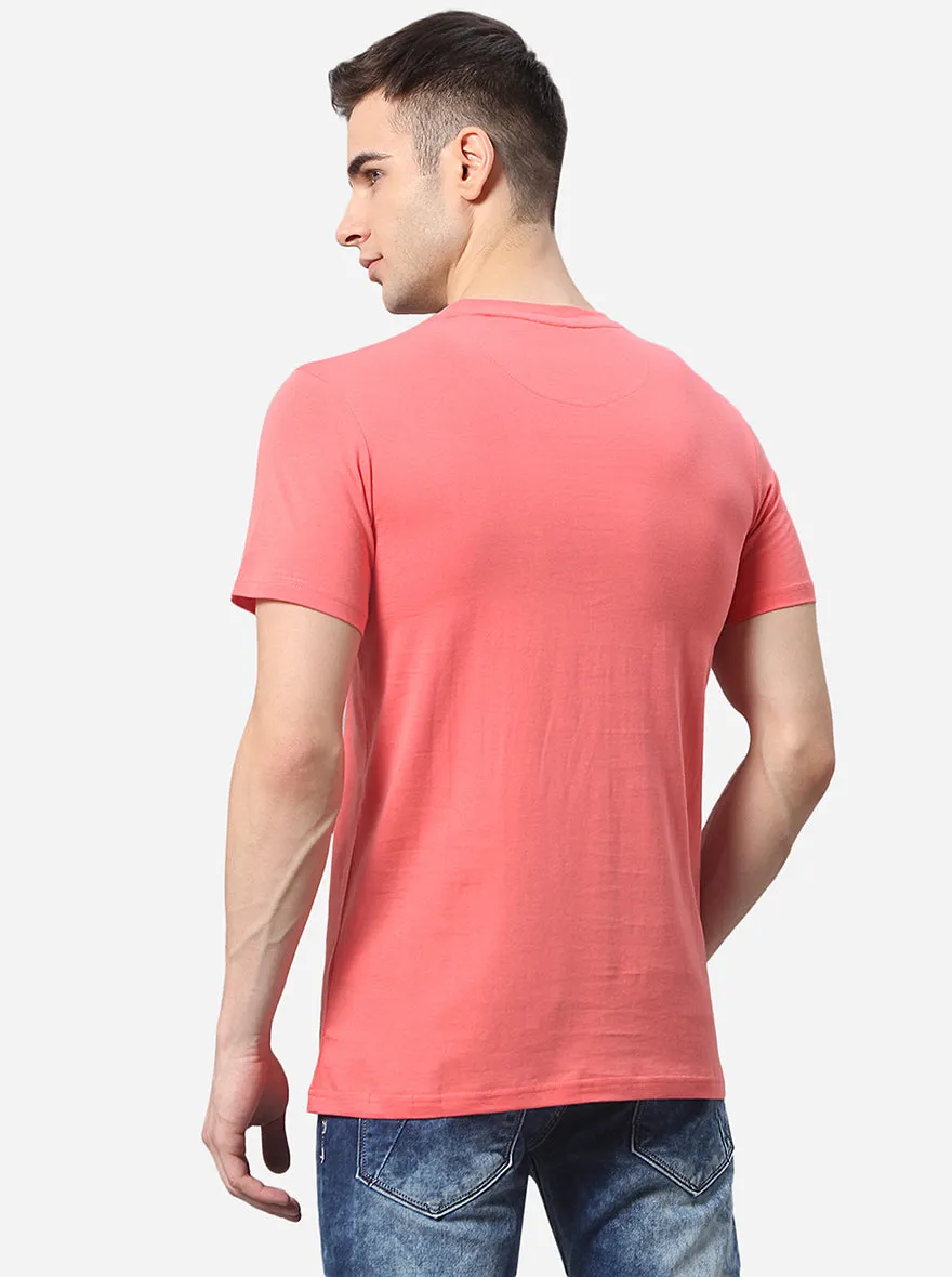 Pink Solid Slim Fit T-Shirt | JadeBlue