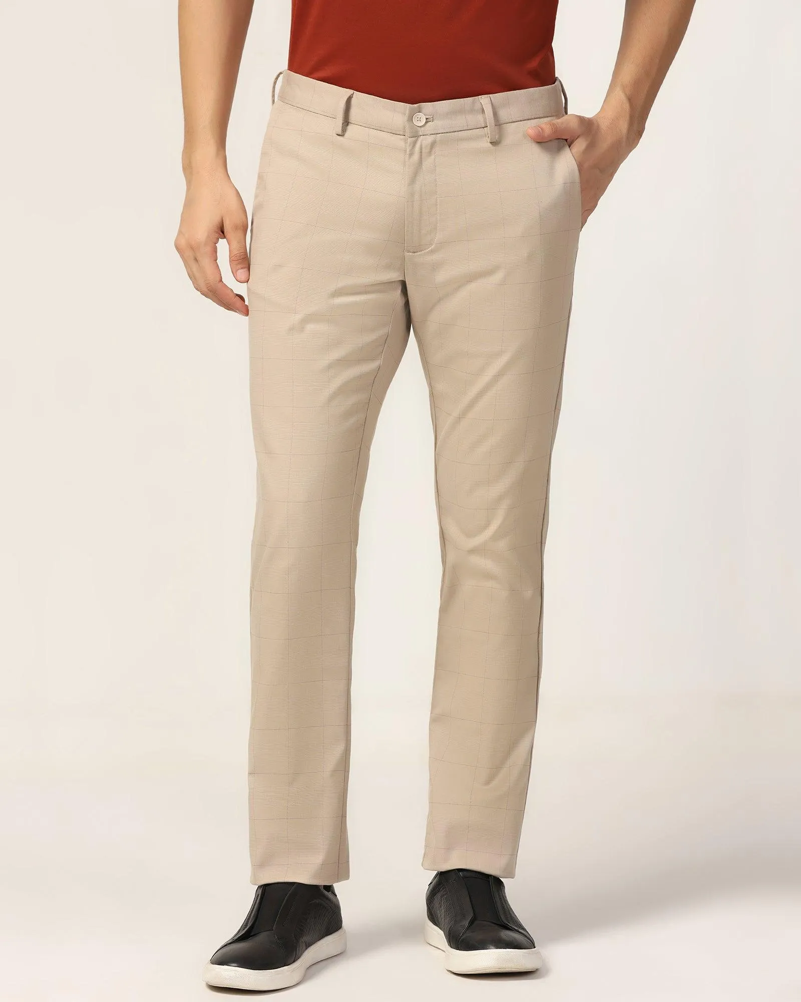 Slim Comfort B-95 Casual Beige Check Khakis - Gap