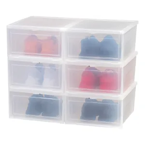 Wide Front Entry Stackable Shoe Box 6 Pack